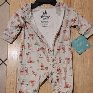 Disney Baby Cream Footie with Tigger and Pooh Print